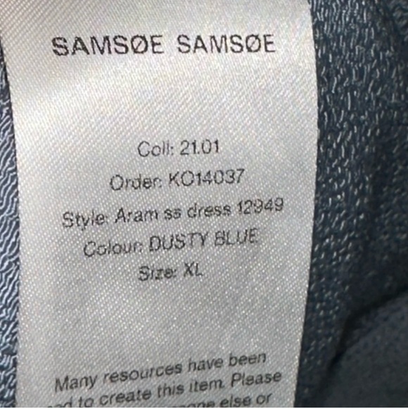 Samsoe Dress Dusty Blue Knee Length Aram S/S XL - Picture 13 of 15